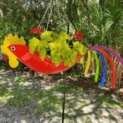 Hühnchen Garten Übertopf - Wetterfest, Bunt 3