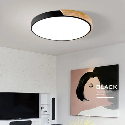 NordHalo™ - LED Deckenleuchte - Rundes Design - Holz Optik Deckenlampe