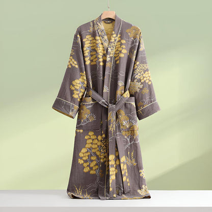 Imperial Bademantel - Baumwollgaze mit Goldmuster, Eleganter Schnitt für Damen 1