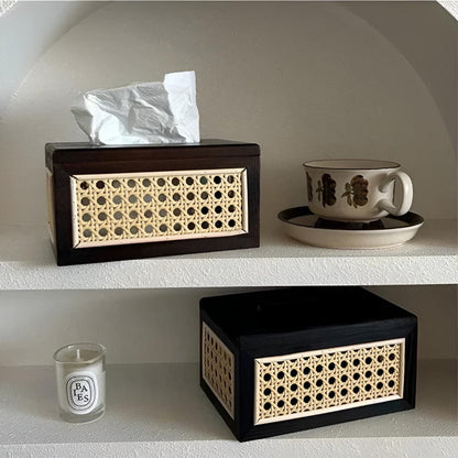 Juno Taschentuchbox - Rattan und Massivholz, Minimalistisch Elegantes Design 3
