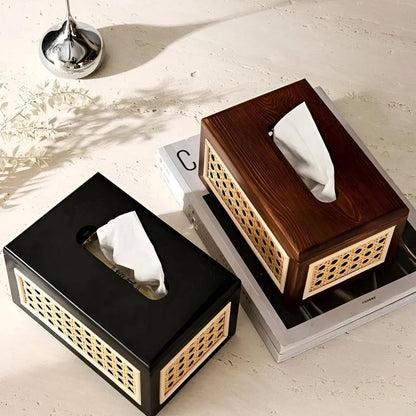Juno Taschentuchbox - Rattan und Massivholz, Minimalistisch Elegantes Design 4