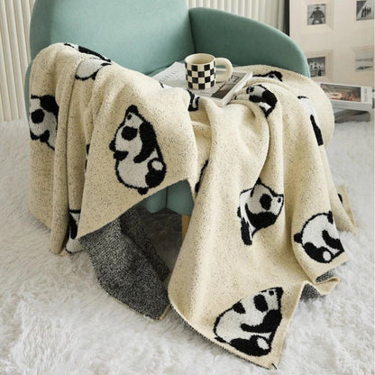 Kairo Strickdecke - 100% Baumwolle, Kawaii Panda Design 1