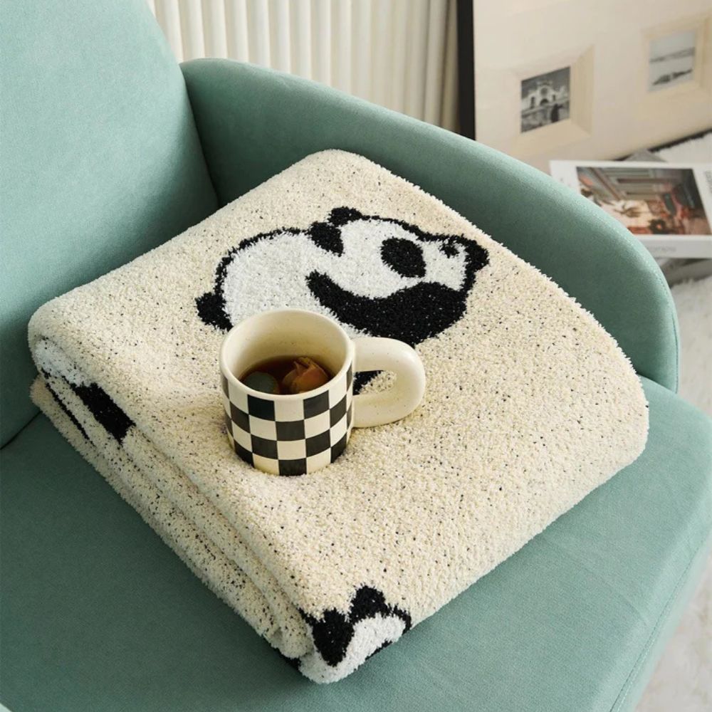 Kairo Strickdecke - 100% Baumwolle, Kawaii Panda Design 2