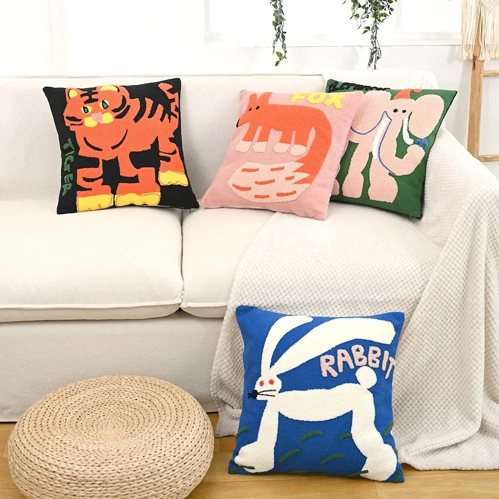 Kellin Kissenbezug - Nordisches Design mit Tierstickerei, 45x45 cm 2