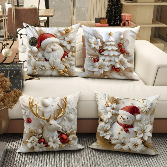 Klara Kissenbezüge - Samt, 4er-Set mit Weihnachtsmotiven 1