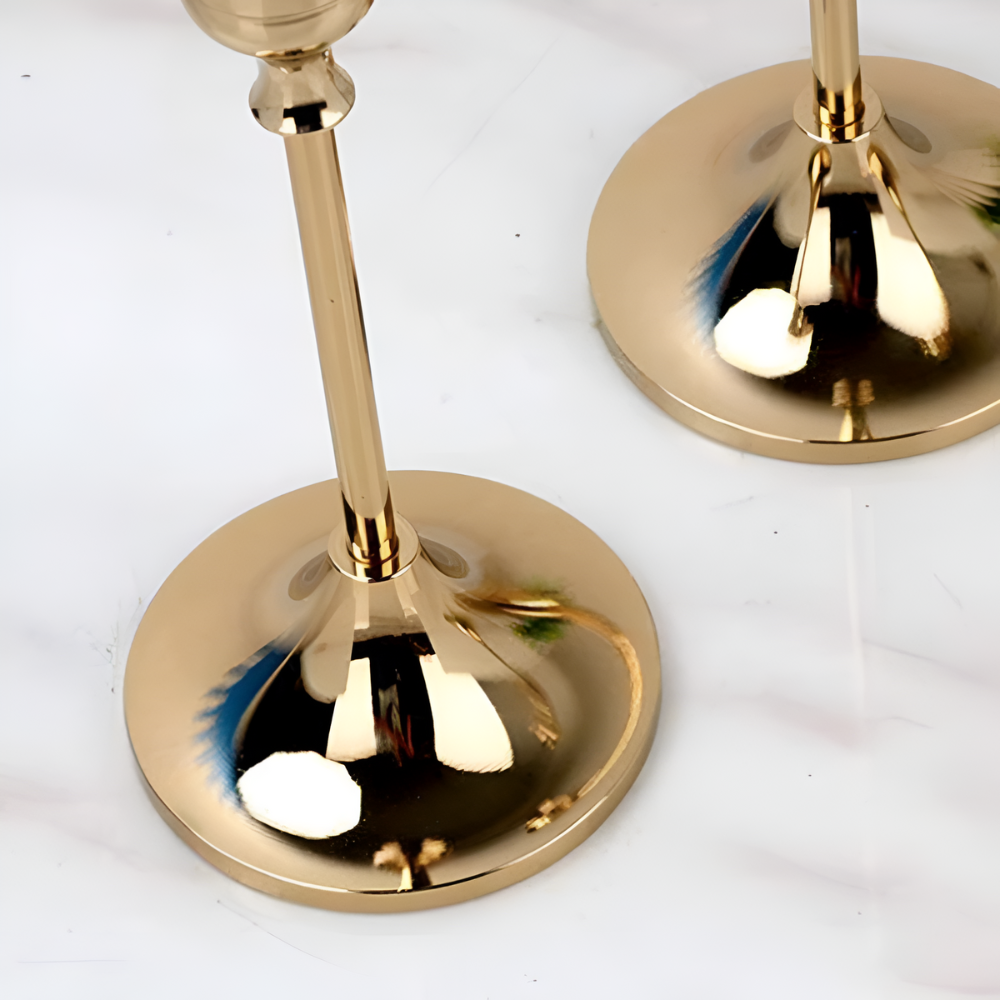 Klaren Kerzenständer Set - Messing, Vintage 3-teilig für Stabkerzen 8
