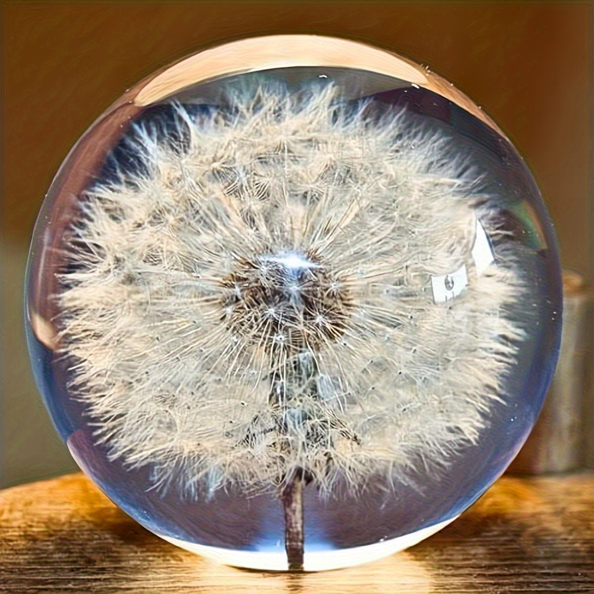 Klarenza Kristallkugel Deko - Glas mit Löwenzahn, Art Deco Stil 0