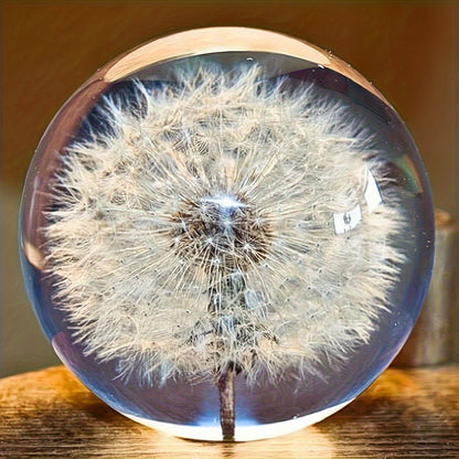 Klarenza Kristallkugel Deko - Glas mit Löwenzahn, Art Deco Stil 0