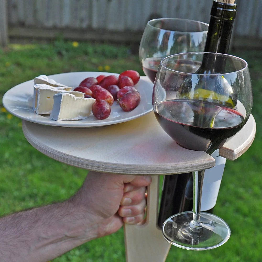 Klarin Klappbarer Picknicktisch - Holz mit Wein- und Snackablage 0