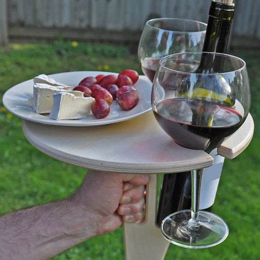 Klarin Klappbarer Picknicktisch - Holz mit Wein- und Snackablage 0