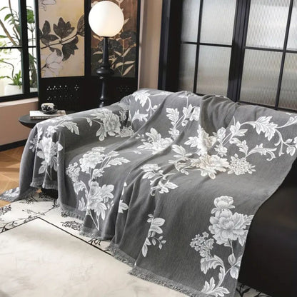 Klassik Fleur Sofabezug - Atmungsaktive Chenille, Elegantes Blumenmuster 8