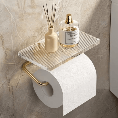 Korin Toilettenpapierhalter - Metall mit Ablage, Gold und Silber 0