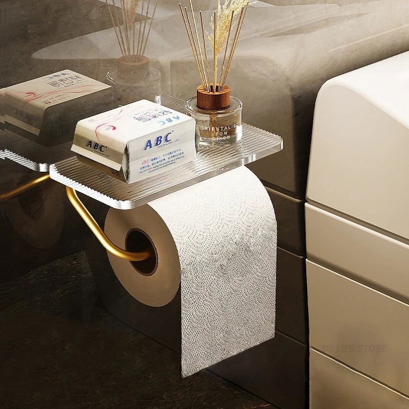 Korin Toilettenpapierhalter - Metall mit Ablage, Gold und Silber 1