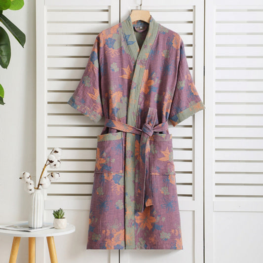 Liora Bademantel Damen - Baumwolle, Leicht und Atmungsaktiv im Vintage-Design 1