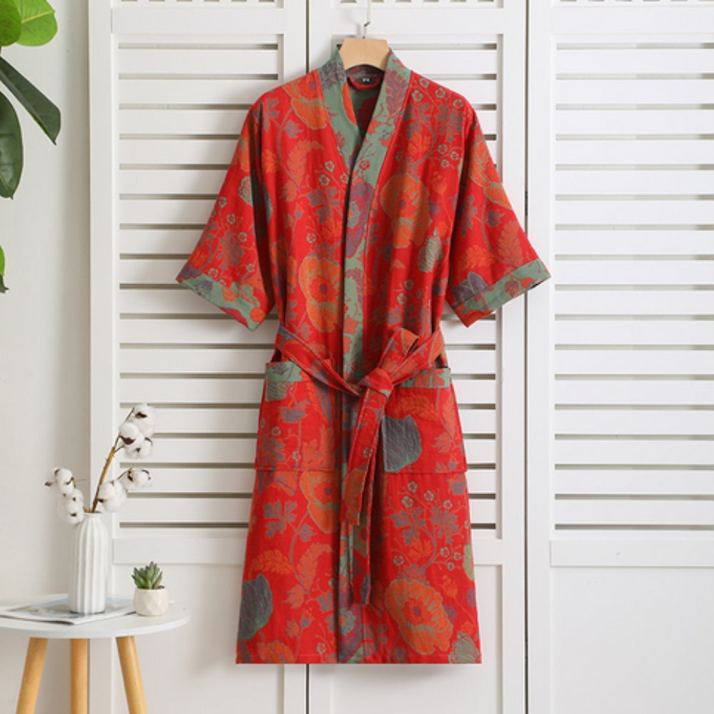 Liora Bademantel Damen - Baumwolle, Leicht und Atmungsaktiv im Vintage-Design 2