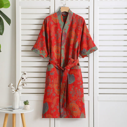 Liora Bademantel Damen - Baumwolle, Leicht und Atmungsaktiv im Vintage-Design 2
