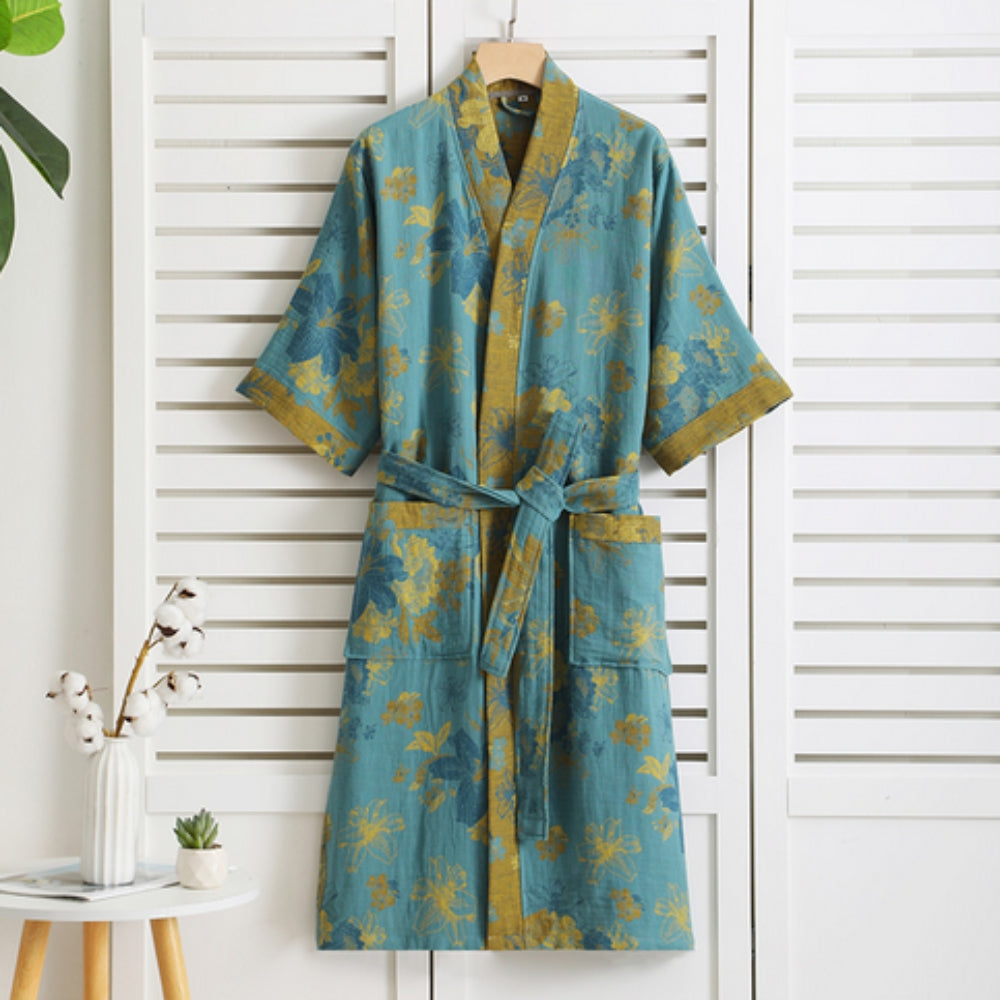 Liora Bademantel Damen - Baumwolle, Leicht und Atmungsaktiv im Vintage-Design 3