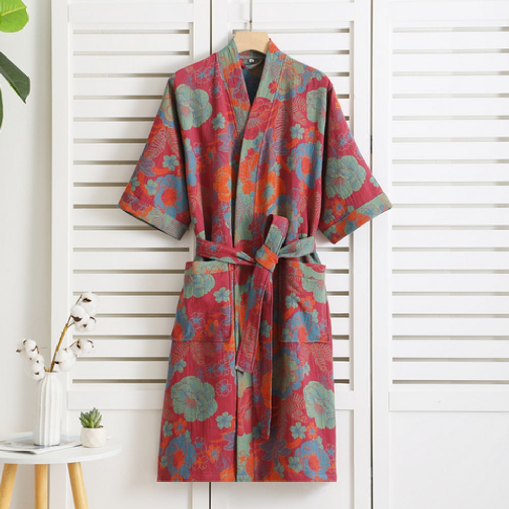 Liora Bademantel Damen - Baumwolle, Leicht und Atmungsaktiv im Vintage-Design 4