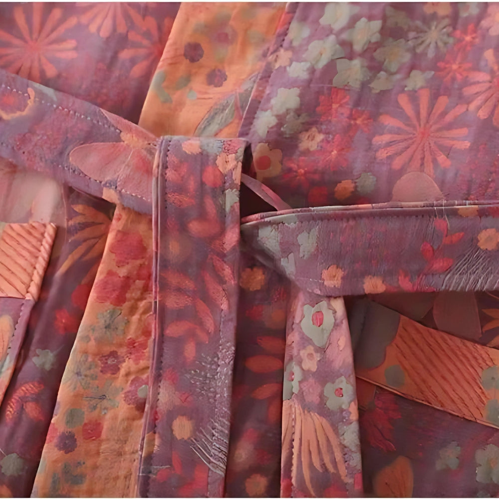 Liora Bademantel Damen - Baumwolle, Leicht und Atmungsaktiv im Vintage-Design 5