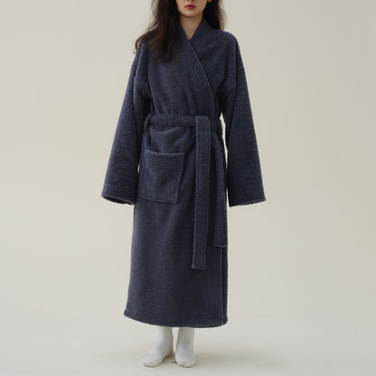 Liora Damen Bademantel Lang - Flauschig, Kimono-Schnitt, Winterkomfort 0