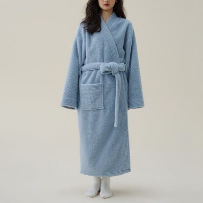 Liora Damen Bademantel Lang - Flauschig, Kimono-Schnitt, Winterkomfort 1