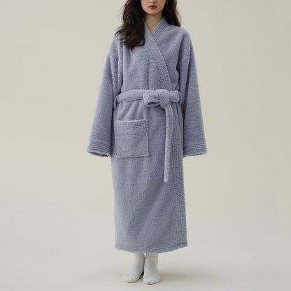 Liora Damen Bademantel Lang - Flauschig, Kimono-Schnitt, Winterkomfort 3