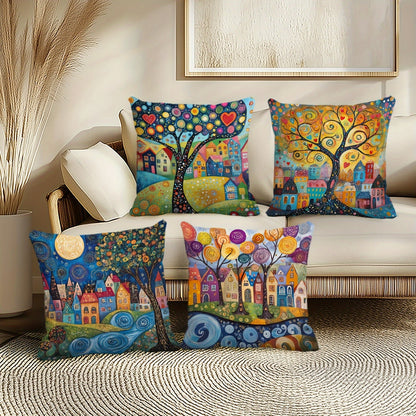 Liora Kissenbezug Set 40x40 - Weicher Plüsch, Ländlicher Retro-Stil, 4er Set 3
