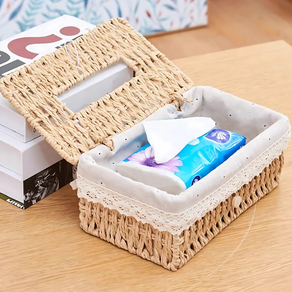 Liora Taschentuchbox - Geflochtenes Papierseil, Vintage-Charme 1