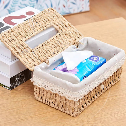 Liora Taschentuchbox - Geflochtenes Papierseil, Vintage-Charme 1