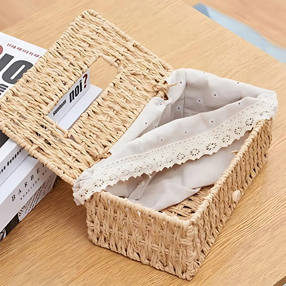 Liora Taschentuchbox - Geflochtenes Papierseil, Vintage-Charme 2