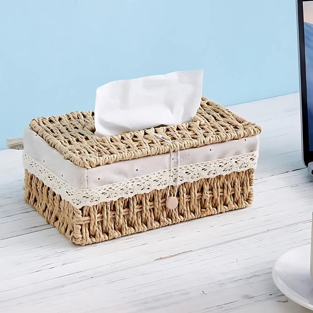 Liora Taschentuchbox - Geflochtenes Papierseil, Vintage-Charme 4