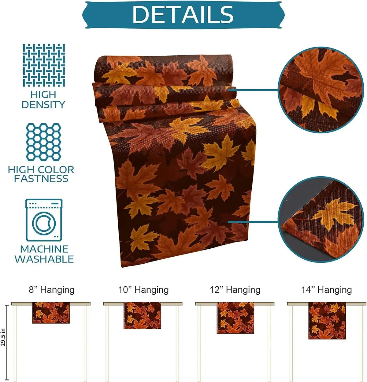 Liora Tischläufer Beige - 100% Reines Leinen, Herbstdeko 5