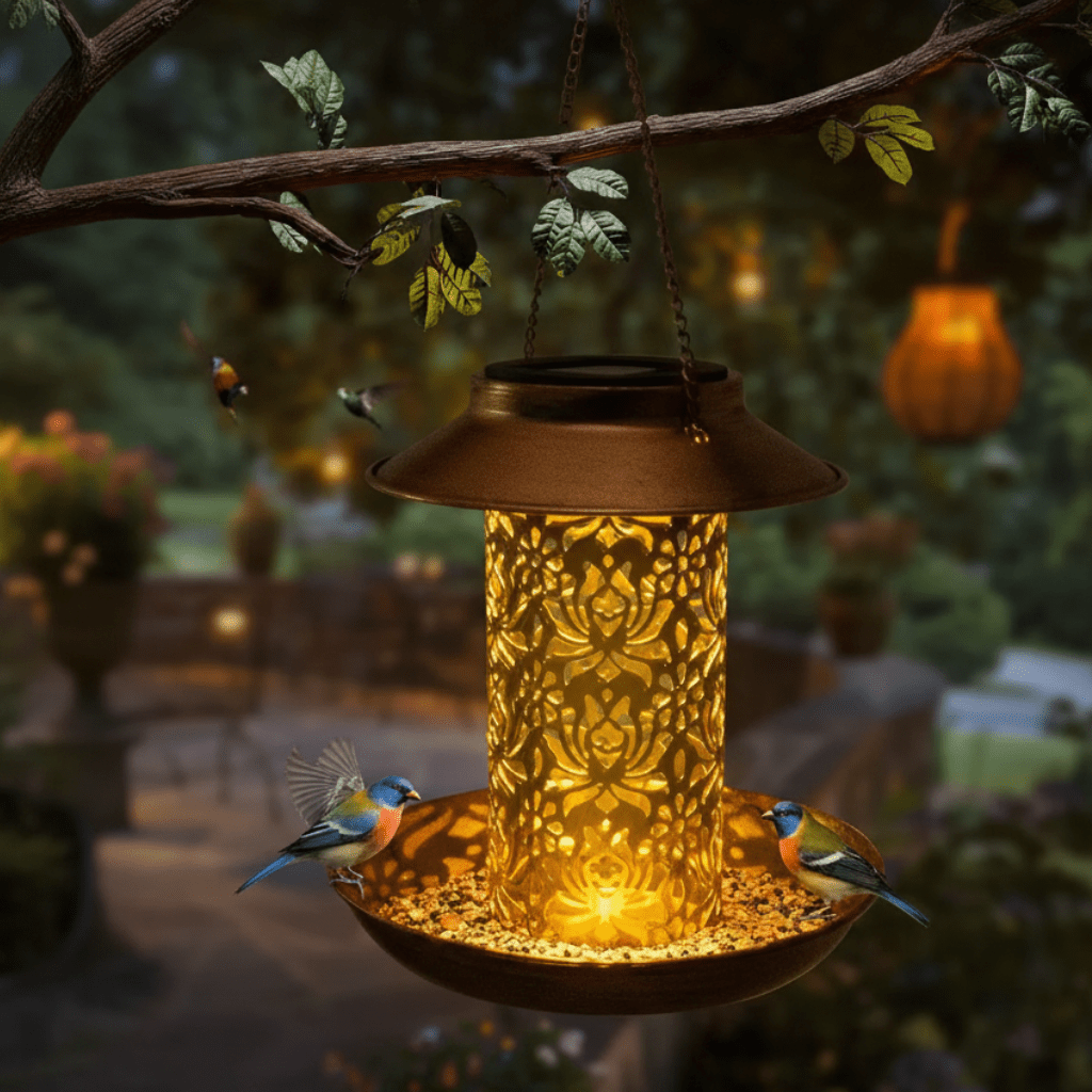 LumiBloom Vogelfutterstation - Hochwertiges Metall, LED-beleuchtet Elegant 0