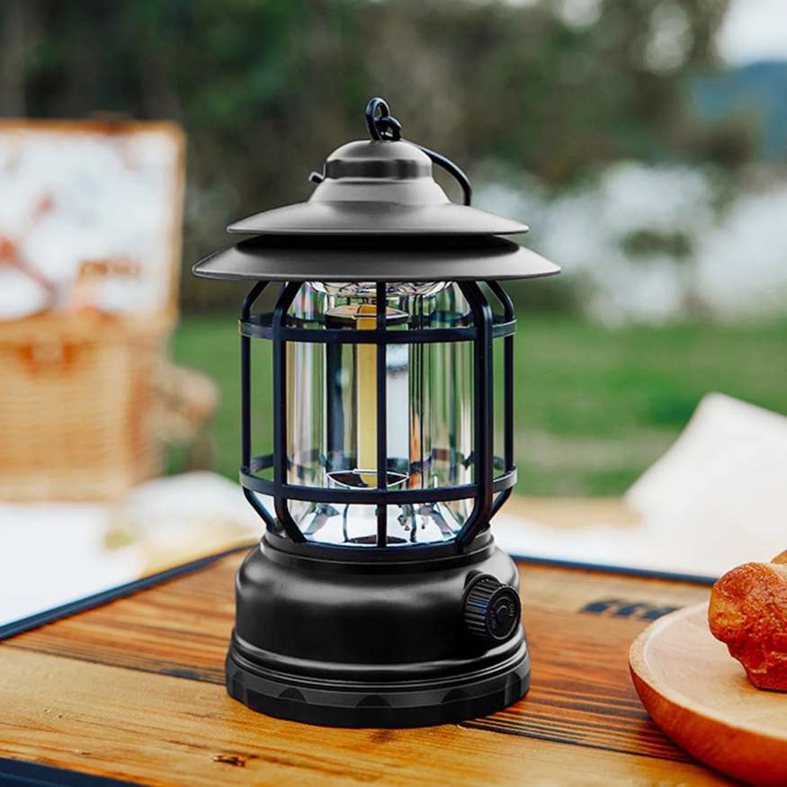 Lumos Campinglaterne - Wiederaufladbar, LED, Vintage-Design, Dimmbare Beleuchtung 0