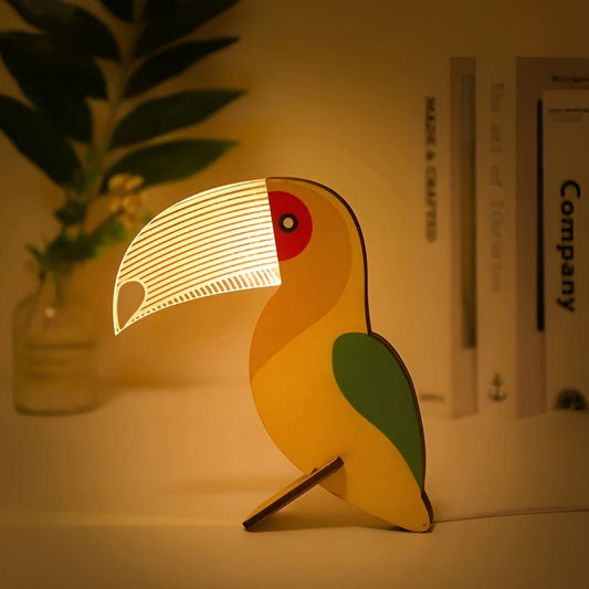LunaZoo Kinderlampe - Holz LED-Nachtlicht mit Tiermotiv, Sanftes Licht für Kinderzimmer 0