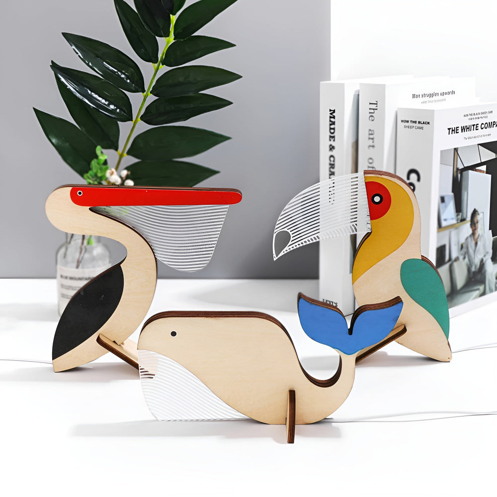 LunaZoo Kinderlampe - Holz LED-Nachtlicht mit Tiermotiv, Sanftes Licht für Kinderzimmer 5