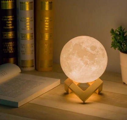 Lunaro Mondlampe - LED, Kabellos, Dimmbar mit Holzständer 1