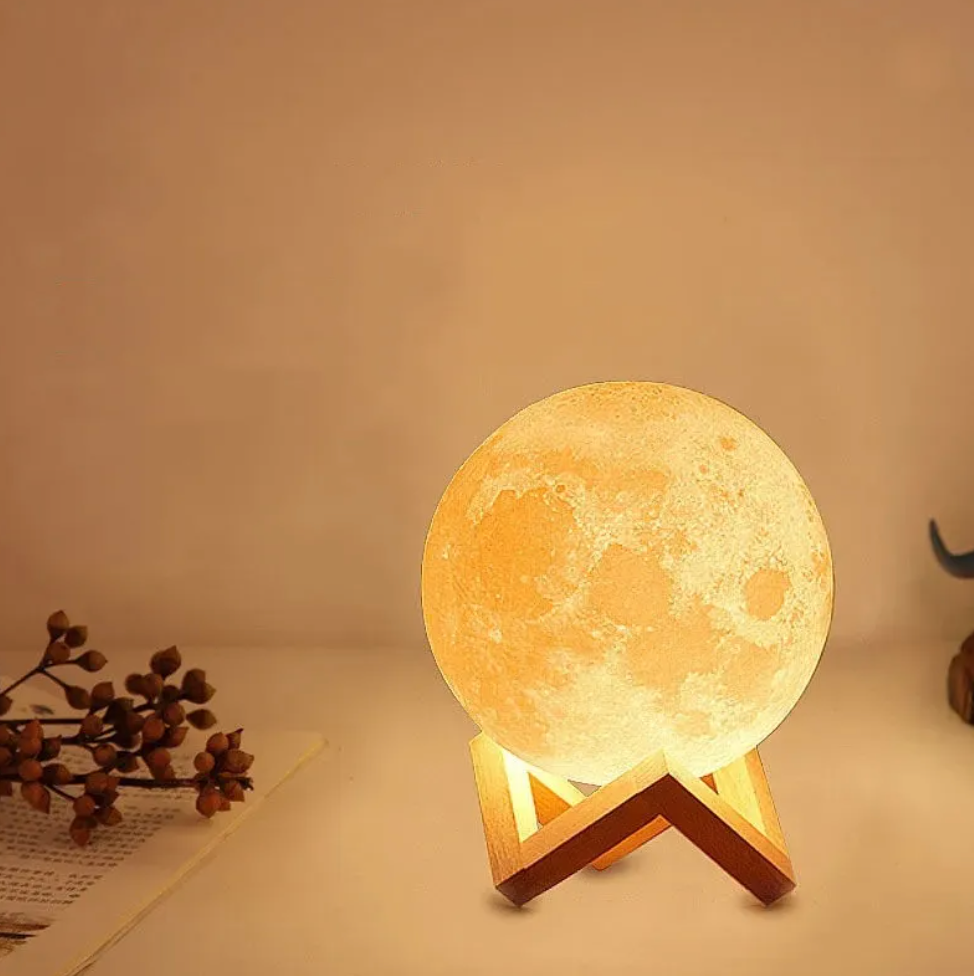 Lunaro Mondlampe - LED, Kabellos, Dimmbar mit Holzständer 7