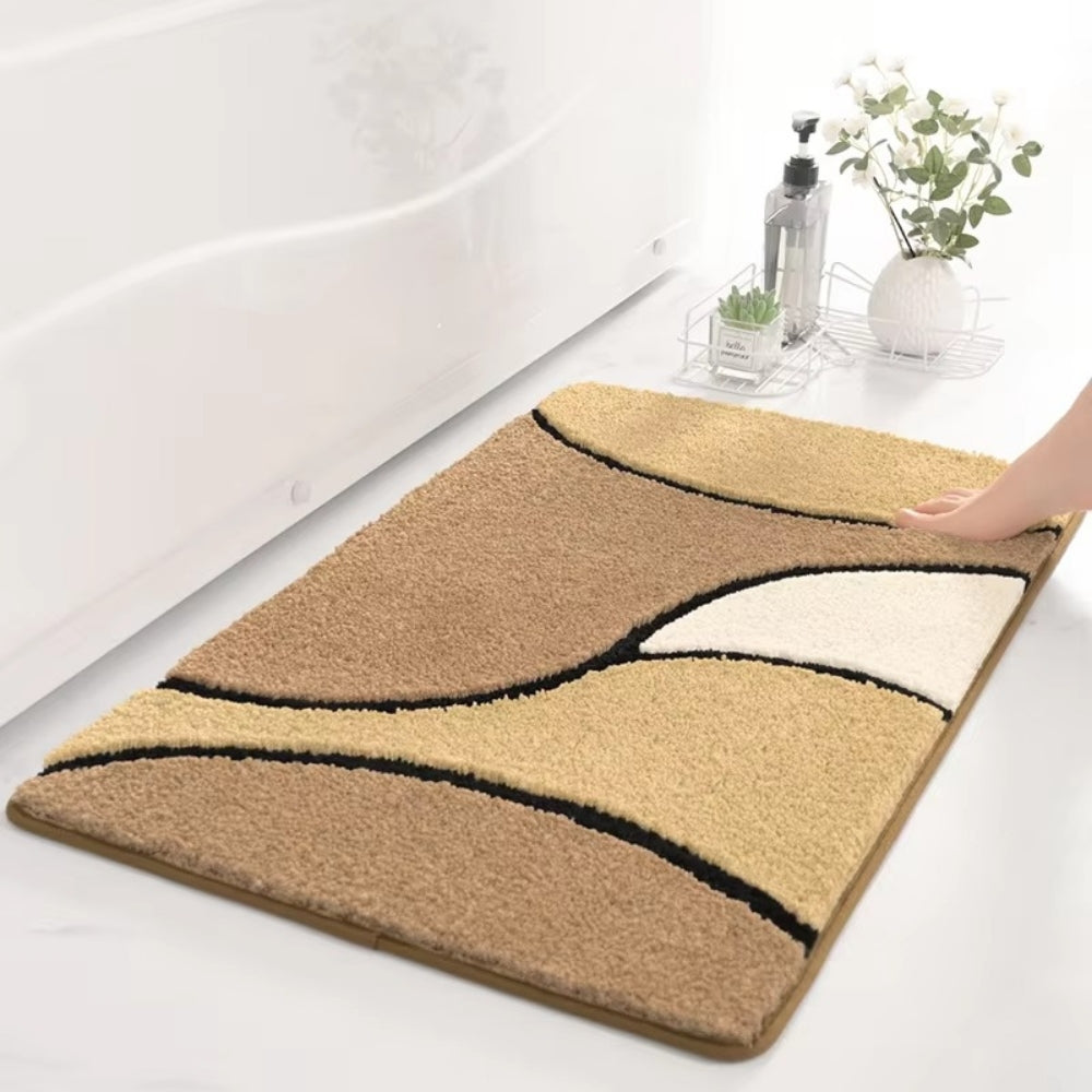 Luxe Badezimmermatte Beige - Saugfähige Mikrofaser, Rutschfest 1
