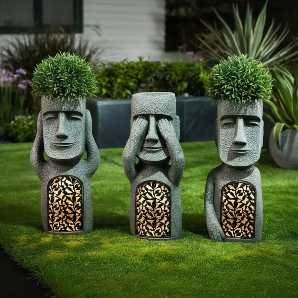 Magi Trio Gartenstatuen - Wetterfestes Kunstharz, Solarbeleuchtung 1