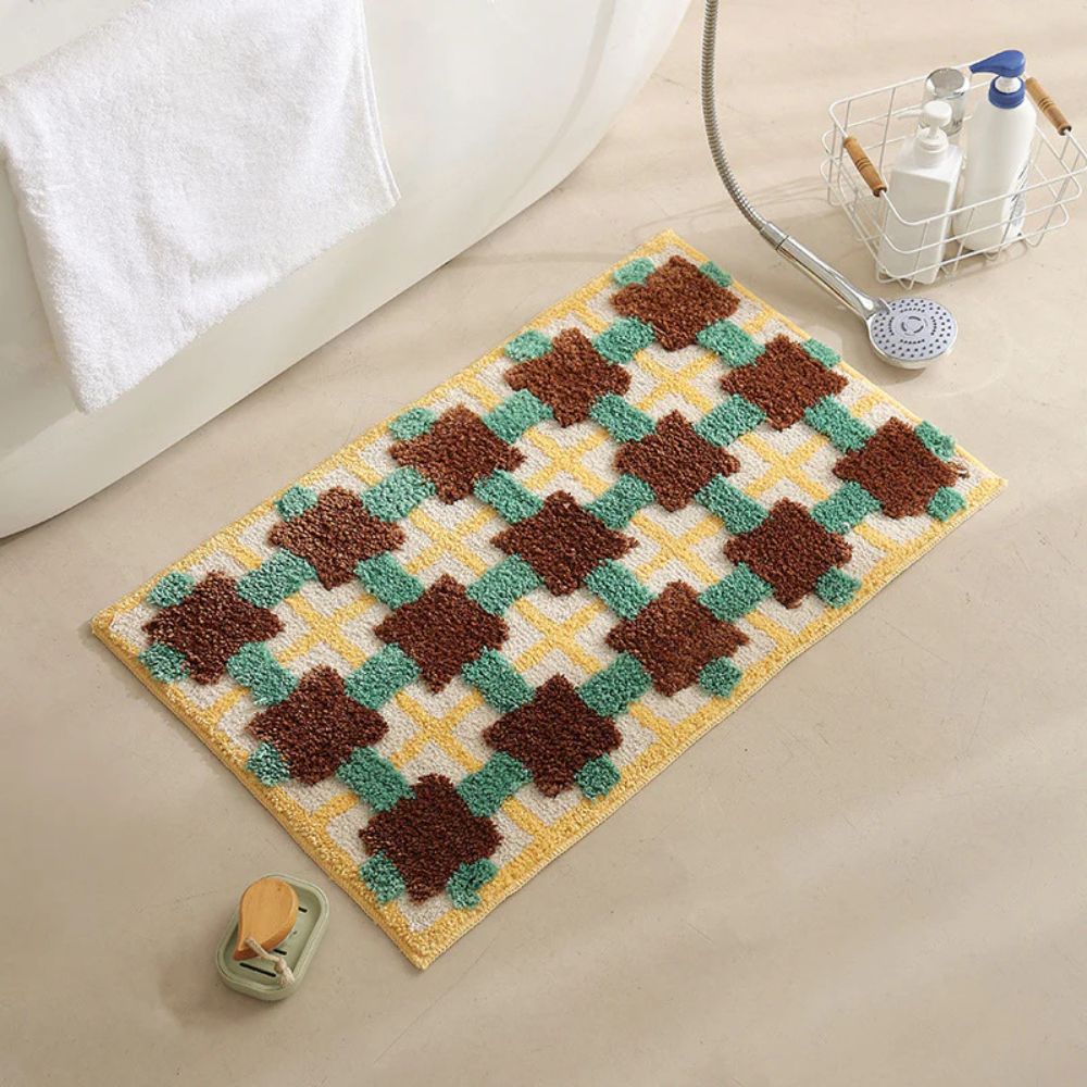 Maro Retro Badematte - Weicher Stoff, Rutschfest, 80x50 cm 0