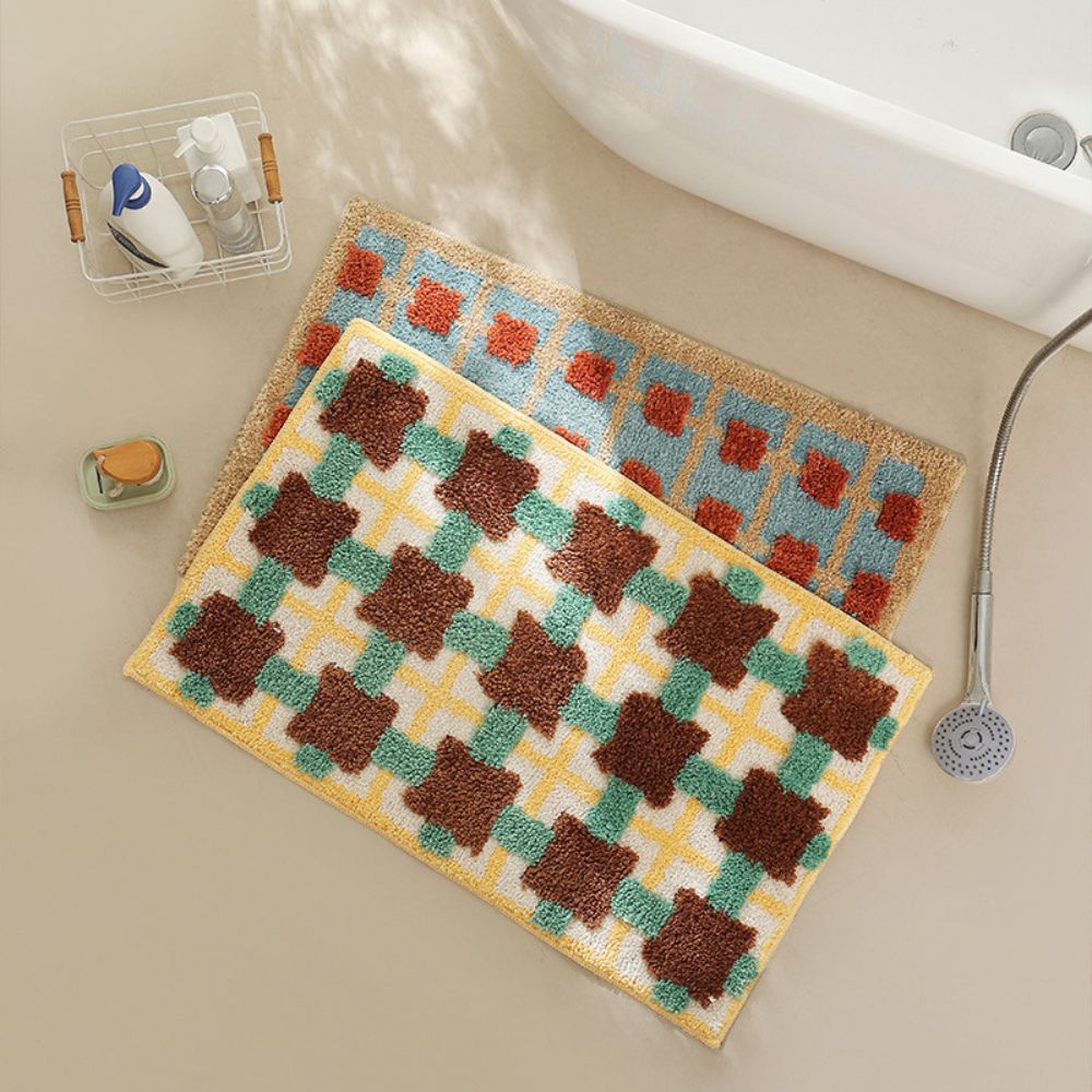 Maro Retro Badematte - Weicher Stoff, Rutschfest, 80x50 cm 1