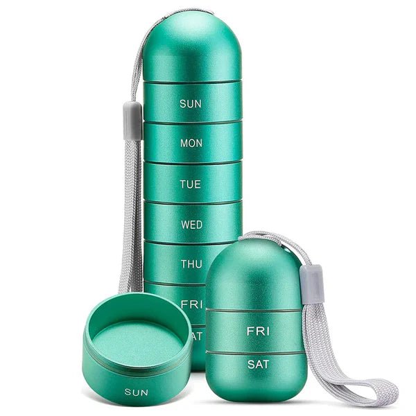 Mediwell Pillenbox 7 Tage - Tragbarer Organizer für Medikamente, Aluminium 3