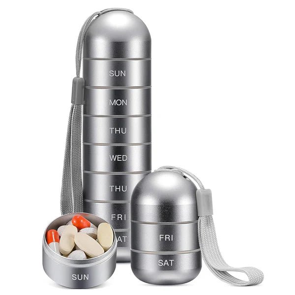 Mediwell Pillenbox 7 Tage - Tragbarer Organizer für Medikamente, Aluminium 4