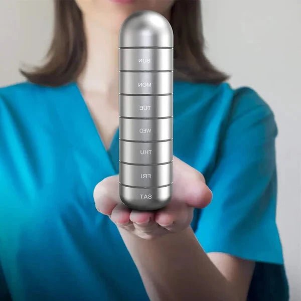 Mediwell Pillenbox 7 Tage - Tragbarer Organizer für Medikamente, Aluminium 7