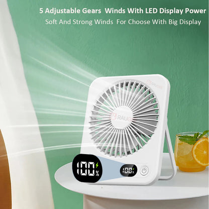 Milo Mini Ventilator USB - Kabellose Kühlung, Digitalanzeige, 5 Geschwindigkeiten 2