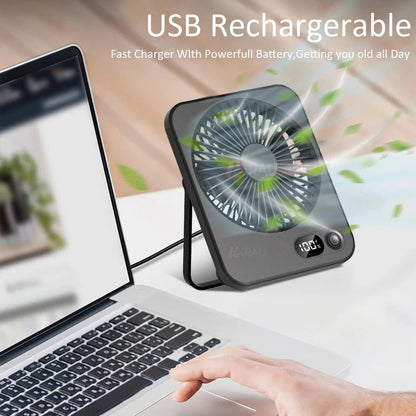 Milo Mini Ventilator USB - Kabellose Kühlung, Digitalanzeige, 5 Geschwindigkeiten 4