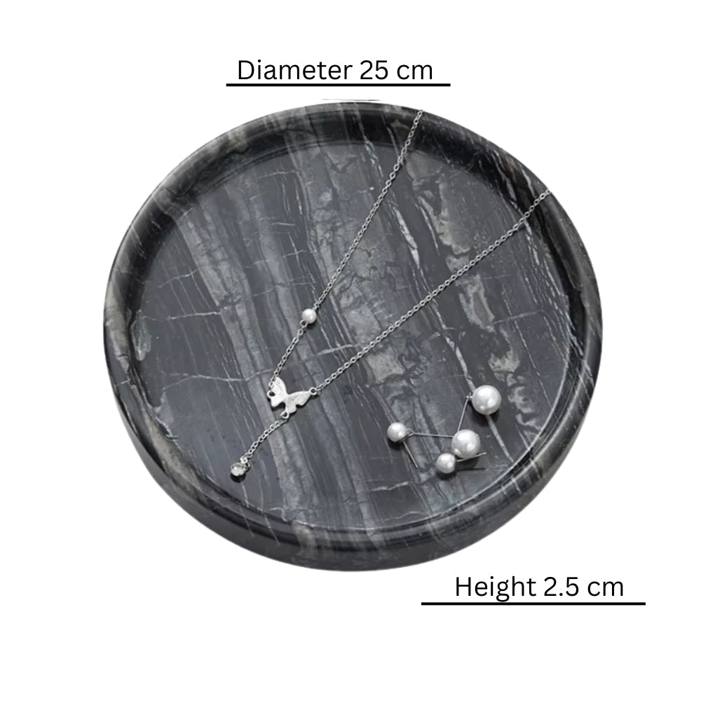 Mira Schmucktablett - Schwarzer Marmor, Rund, Elegante Aufbewahrung 3