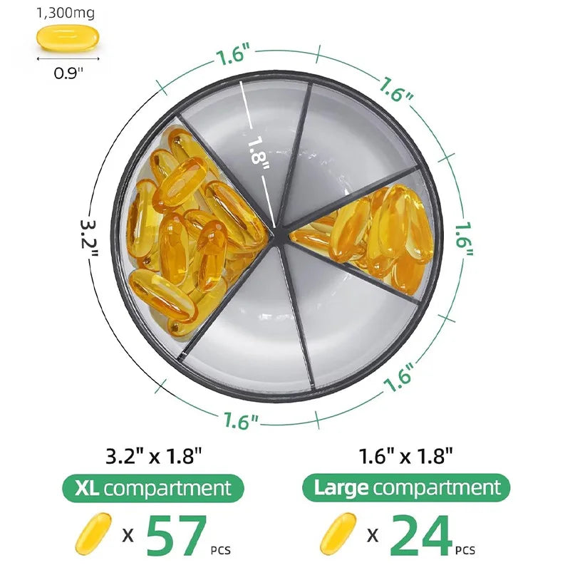 Mira Tablettenbox - 6 Fächer, Transparenter Deckel für Medikamente 3