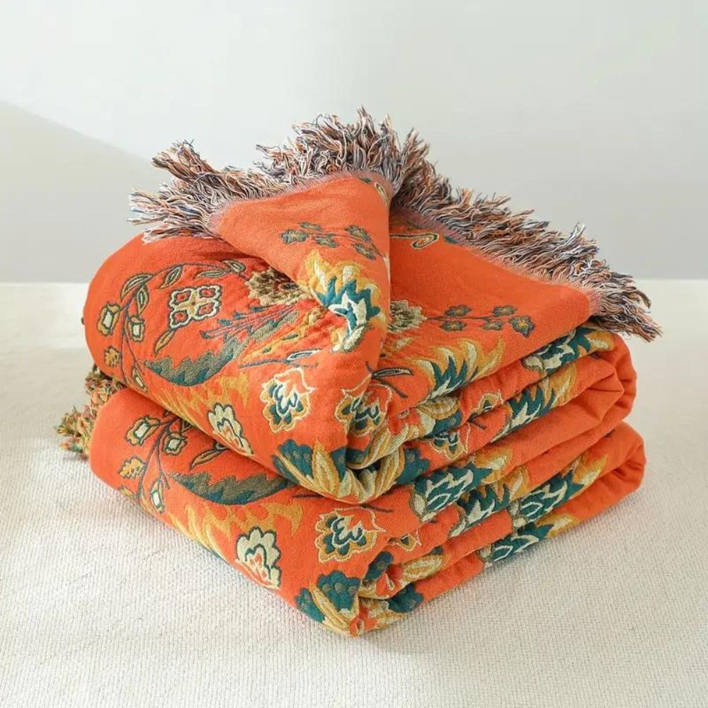 Mirela Wendeüberwurfdecke - 100% Baumwolle, Wendbar mit Marigold-Muster 0